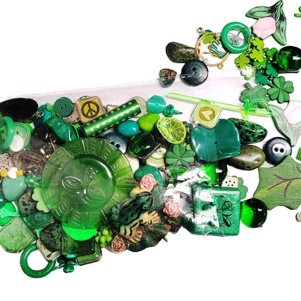 Bag of Various Green Craft Items for DIY Art and Craft Projects and More